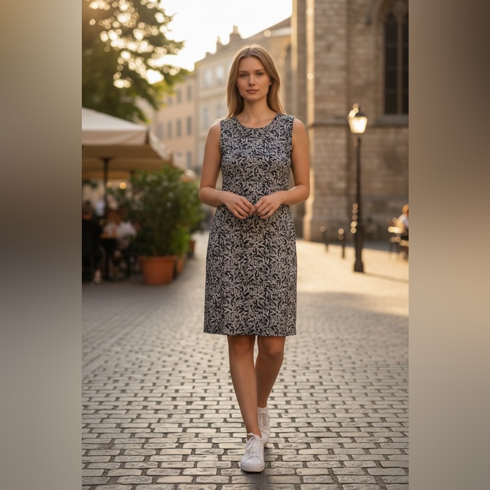 Black and white floral dress
